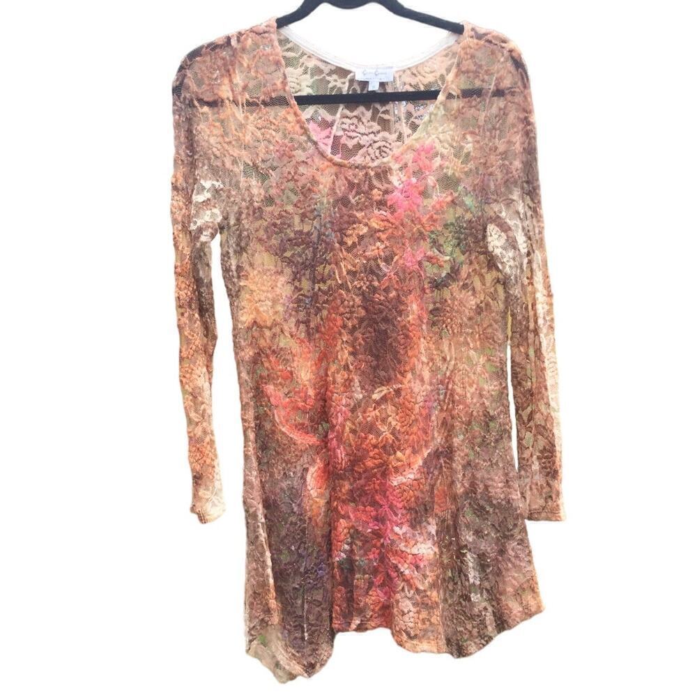 Vintage Cover Charge Womens Y2K Fairy Top Size Small‎ Tie Dye Sheer Fall Forest